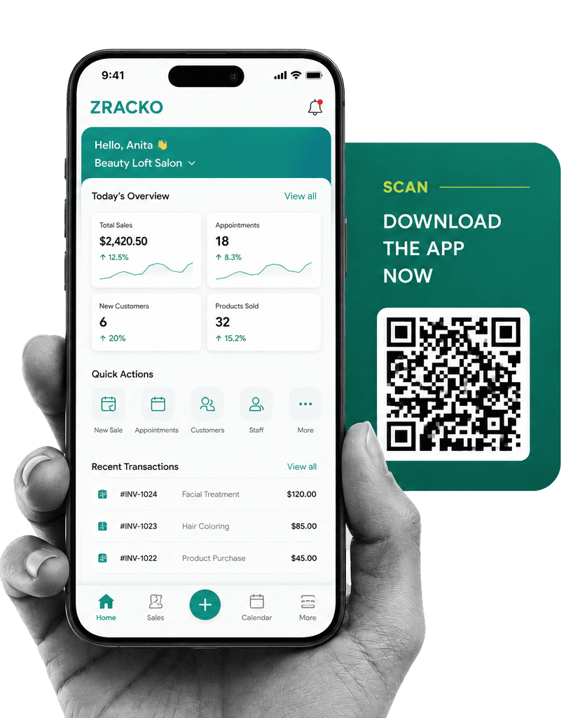 Zracko app on a phone